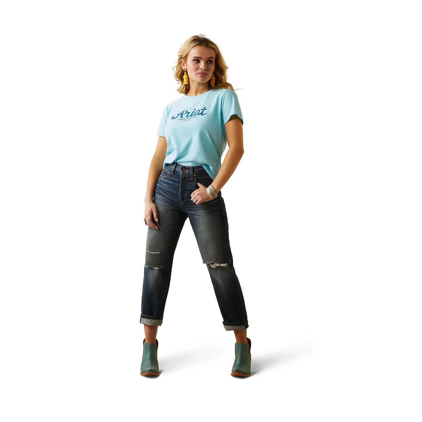 Ariat Womens Real Durable Goods Tee Gulf Stream