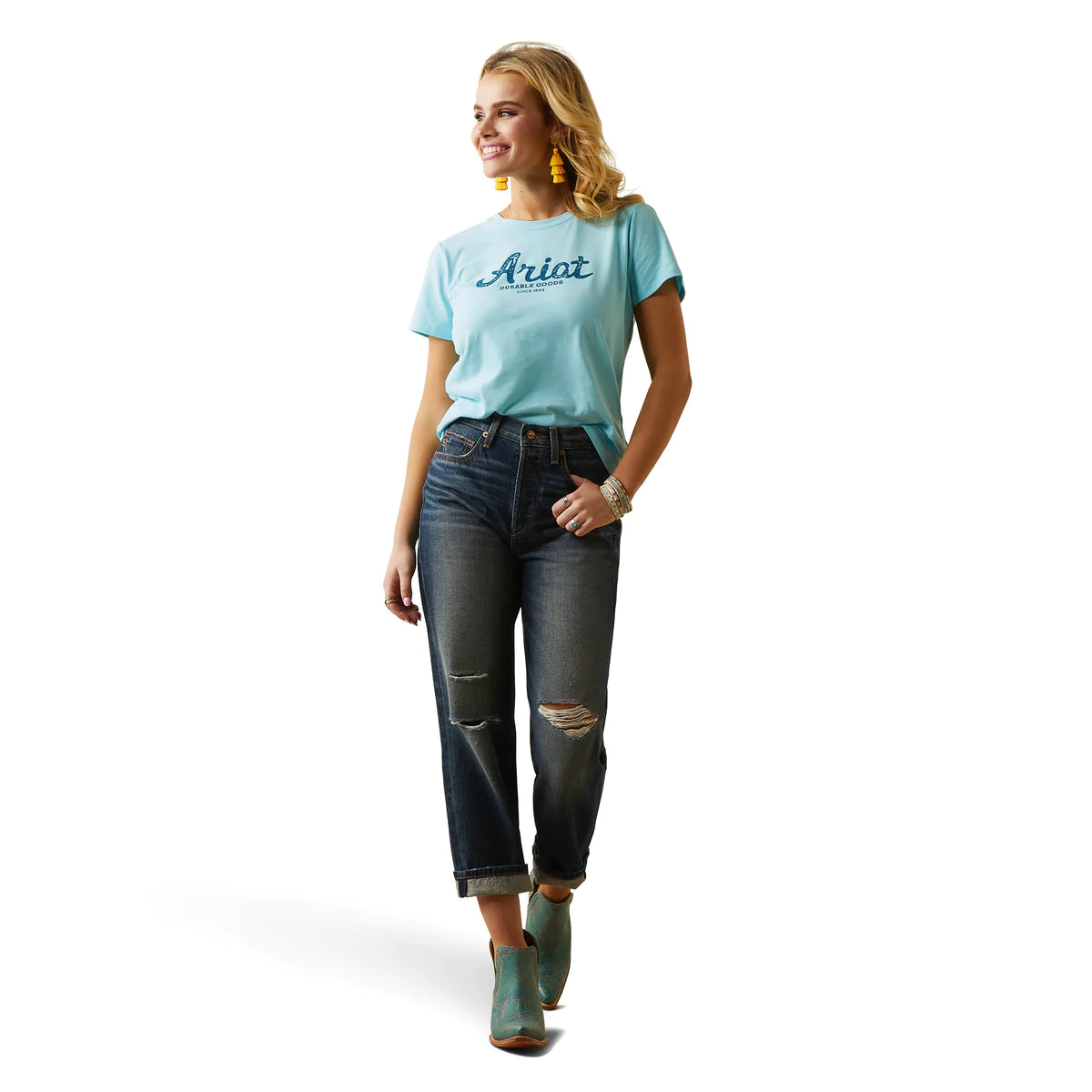 Ariat Womens Real Durable Goods Tee Gulf Stream