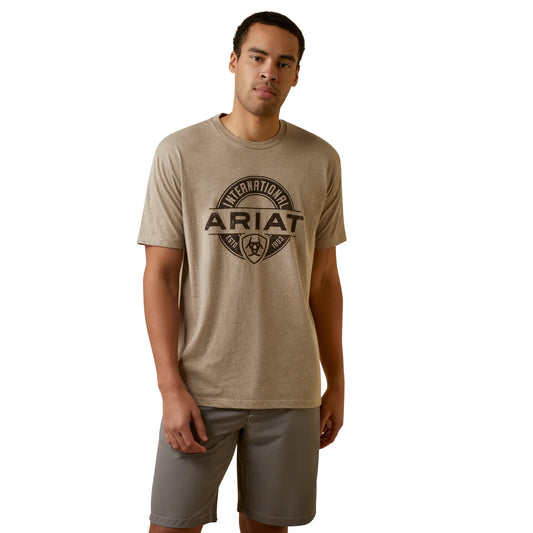 Ariat Mens Center Fire Tee Oatmeal Heather