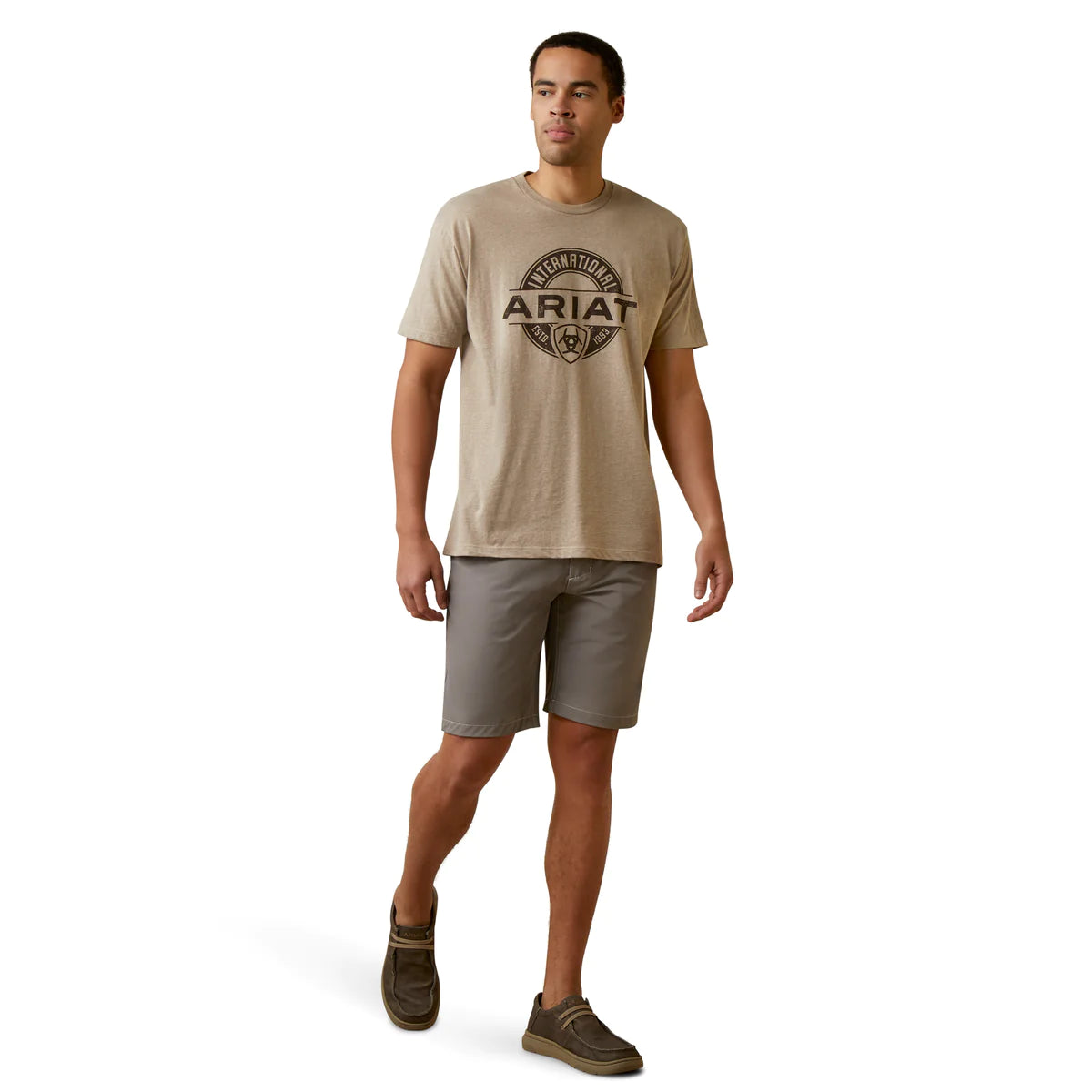 Ariat Mens Center Fire Tee Oatmeal Heather