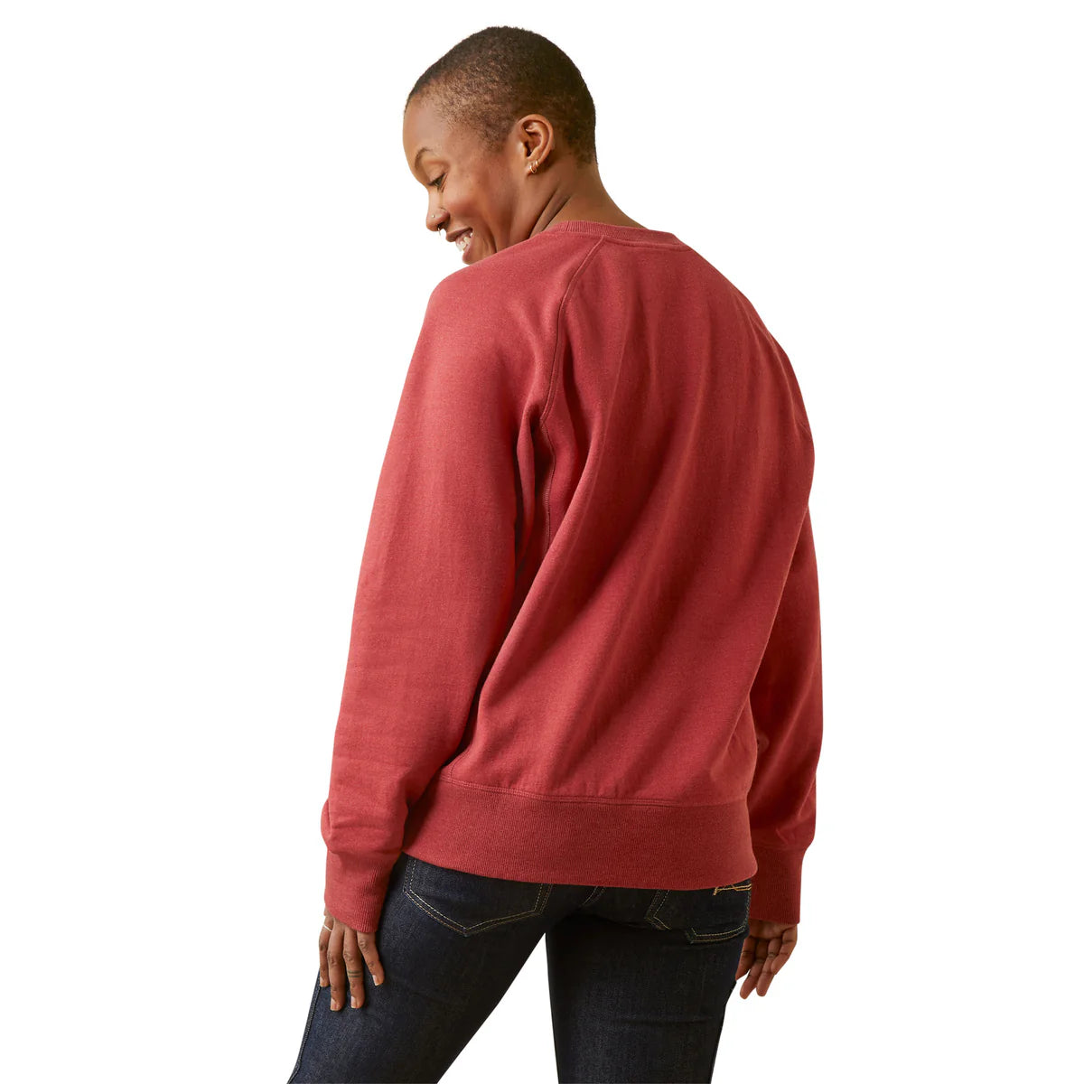 Ariat Womens Rebar Workman Washed Fleece Sweatshirt Red Heather