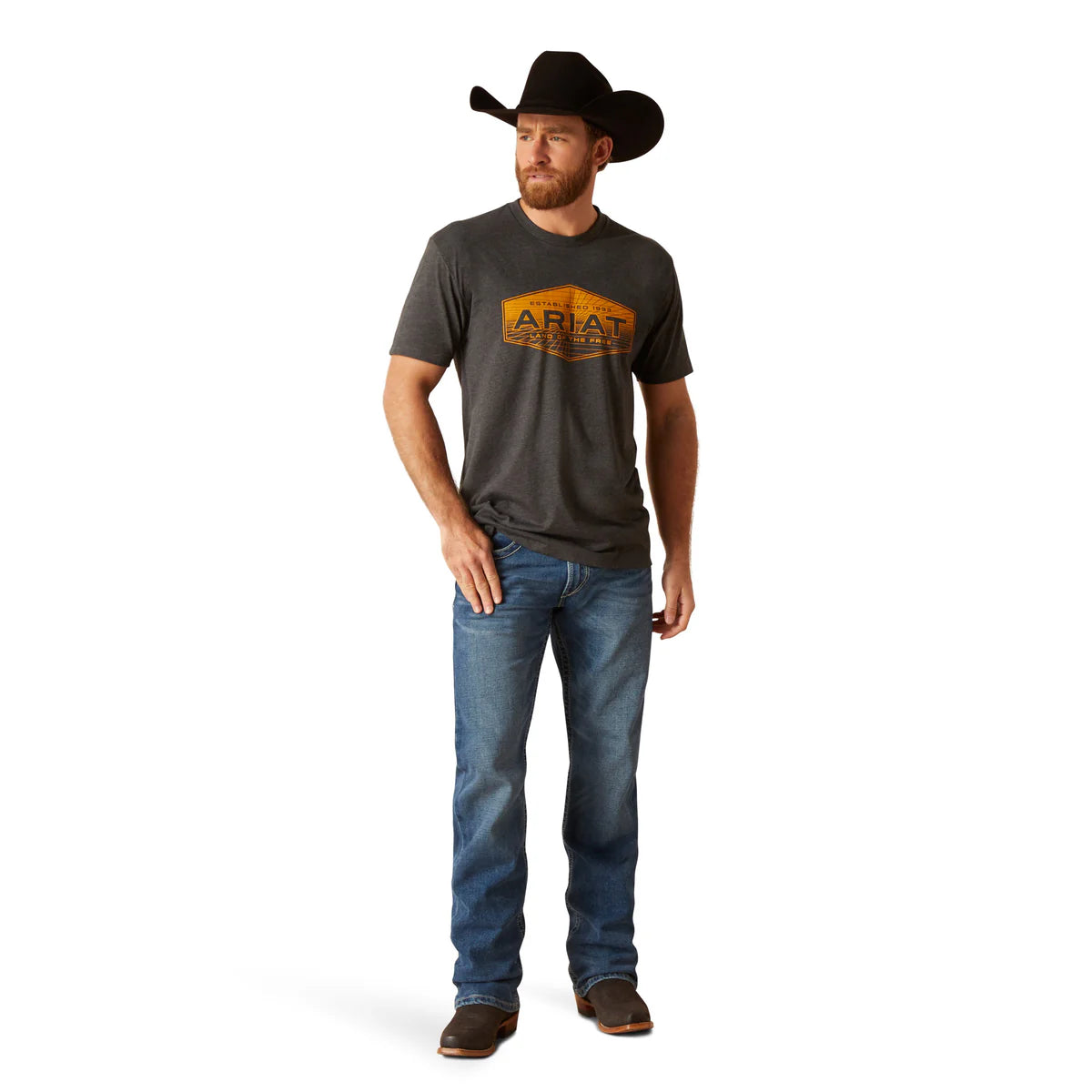 Ariat Mens Quadrangle T-Shirt Charcoal Heather