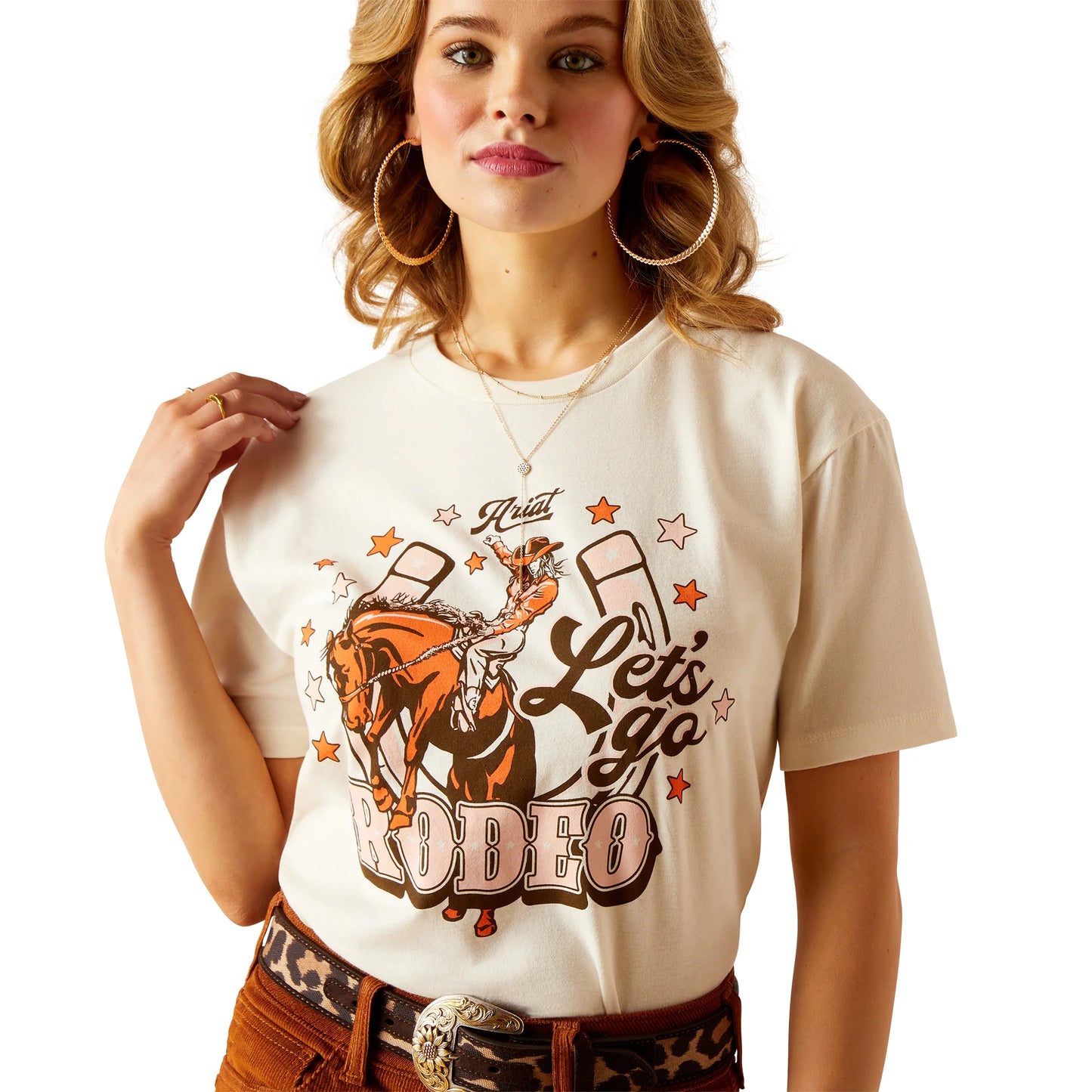 Womens Ariat Let's Rodeo T-Shirt Off White