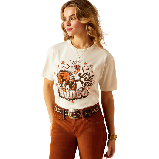 Womens Ariat Let's Rodeo T-Shirt Off White