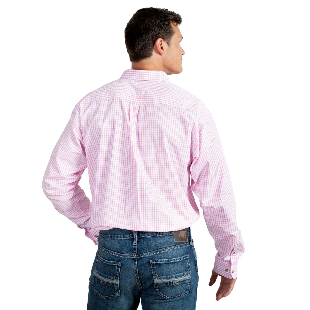 Ariat Men's Pro Series Cliff Long Sleeve Shirt – Pink Check