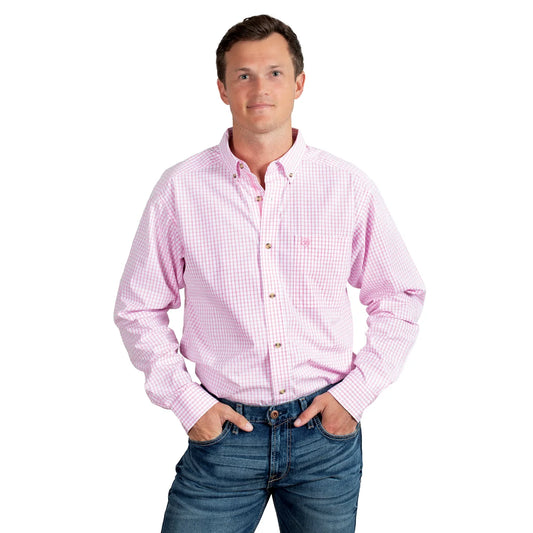 Ariat Men's Pro Series Cliff Long Sleeve Shirt – Pink Check
