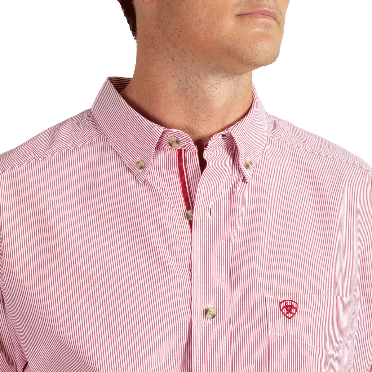 Mens Ariat Pro Series Cliff Classic Fit Shirt Red Stripe