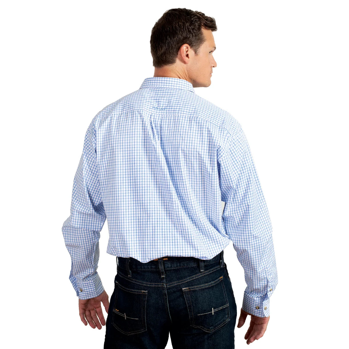 Ariat Men's Pro Series Cliff Long Sleeve Shirt – Light Blue Check