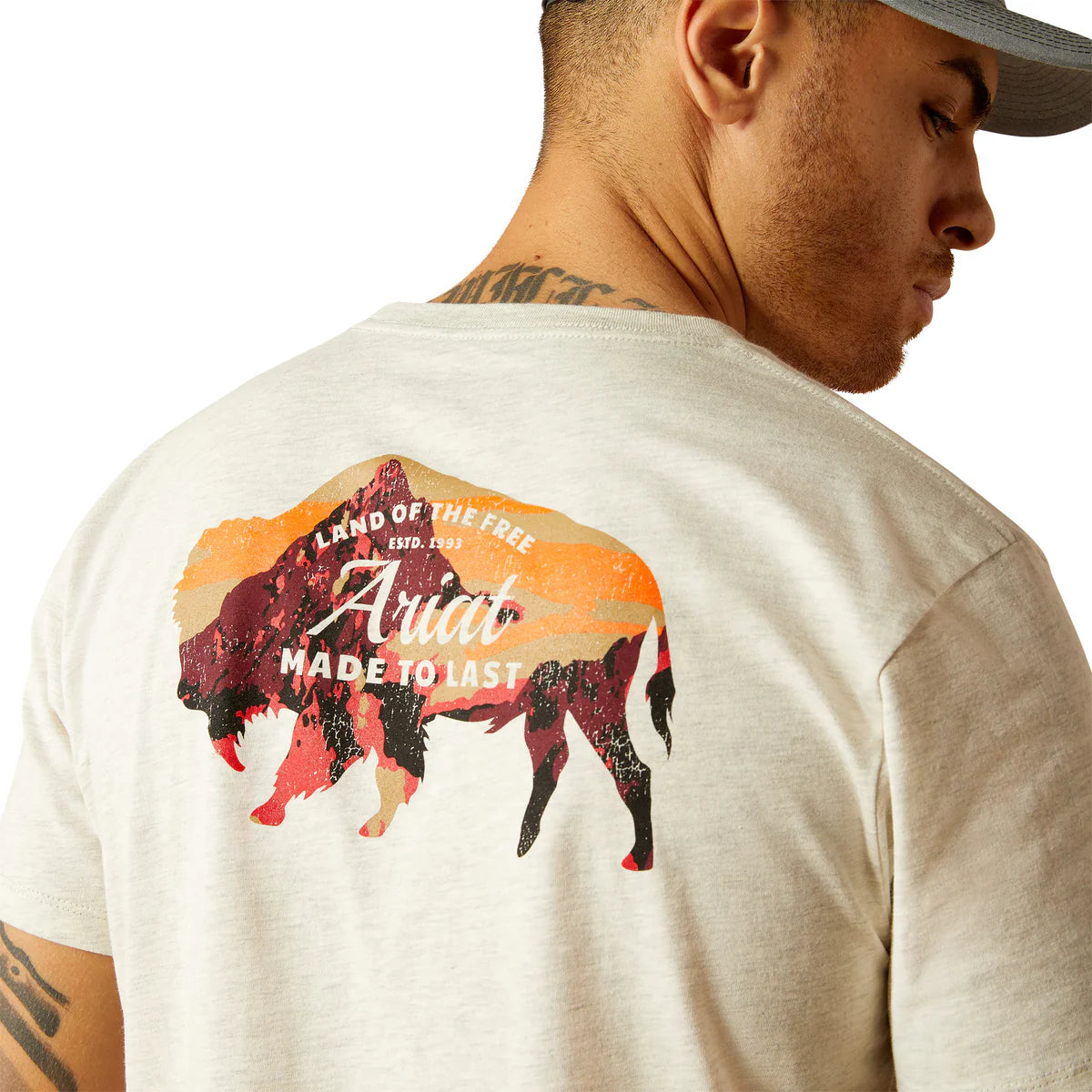 Ariat Men's Bison Landscape Tee Oatmeal Heather