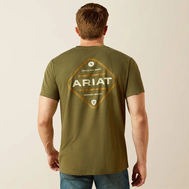 Ariat Men's Roped Diamond Tee Military Heather