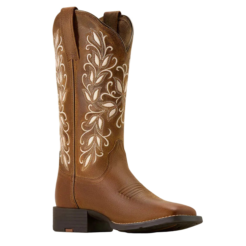 Ariat Women's Round Up Holly Wide Square Toe Western Boot - Pearl
