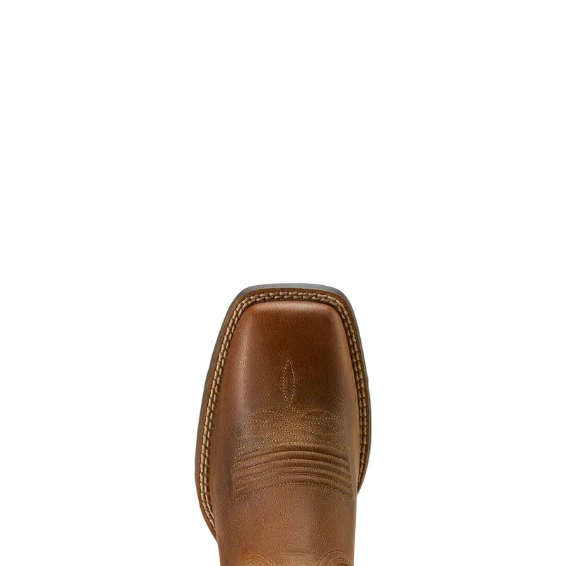 Brown leather boot sole on a beige background