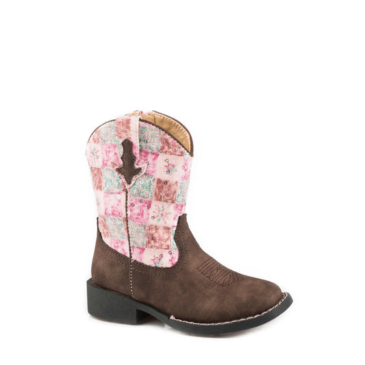 Roper Little Kids Floral Shine Brown/Pink