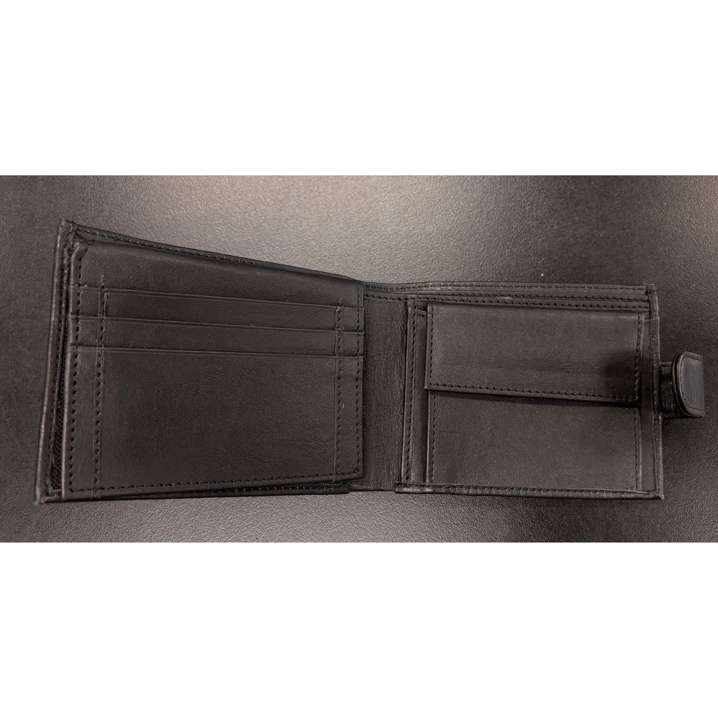 Men's Leather Wallet with Snap Closure Black