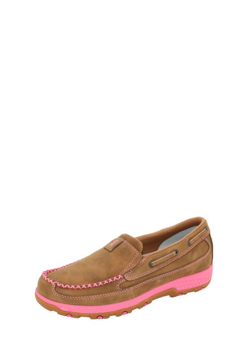 Twisted X Women’s CellStretch Slip-On Moc Pink/Brown – Comfortable Western Shoes