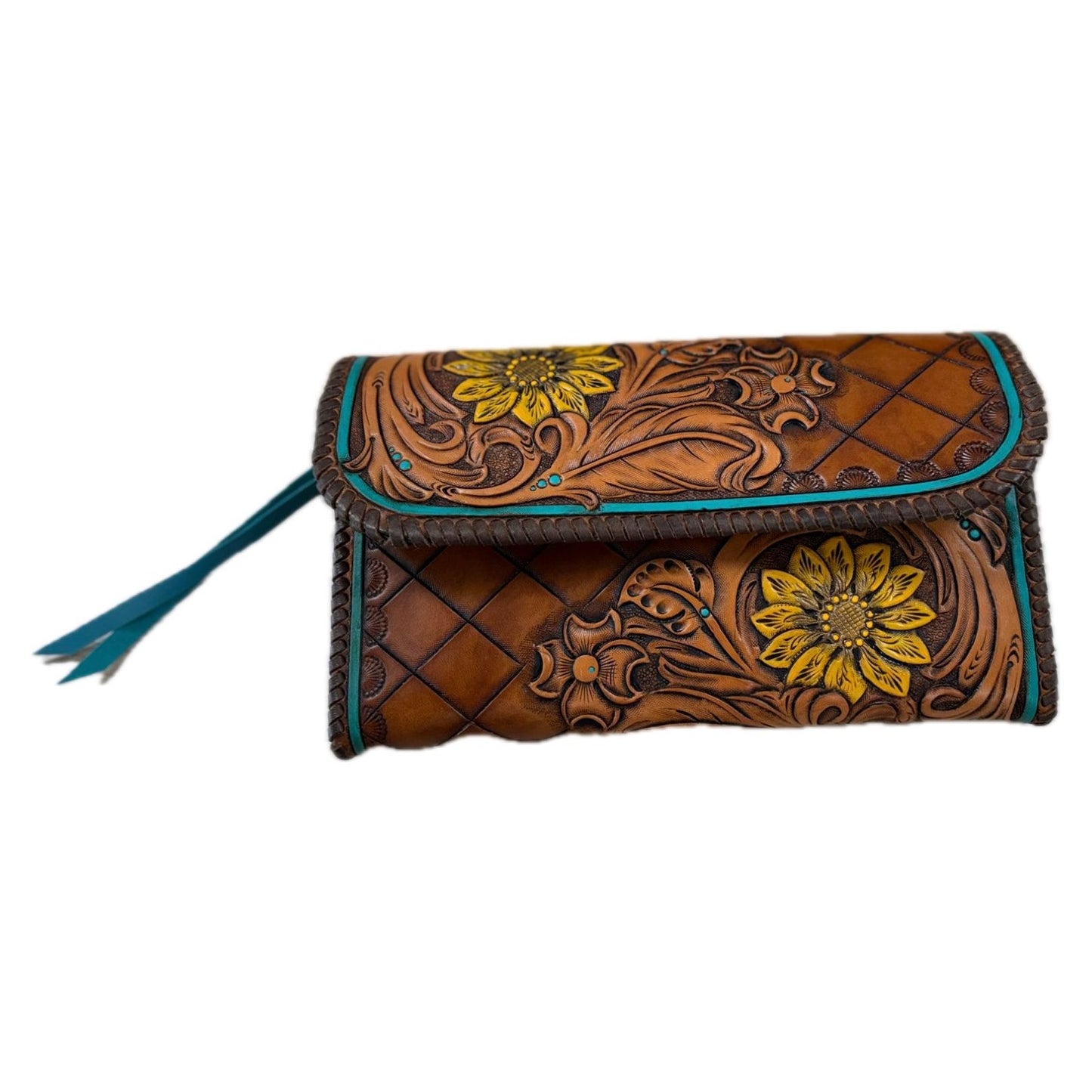 Riverstone Leather Creations Handcrafted Womens Purse with Sunflower