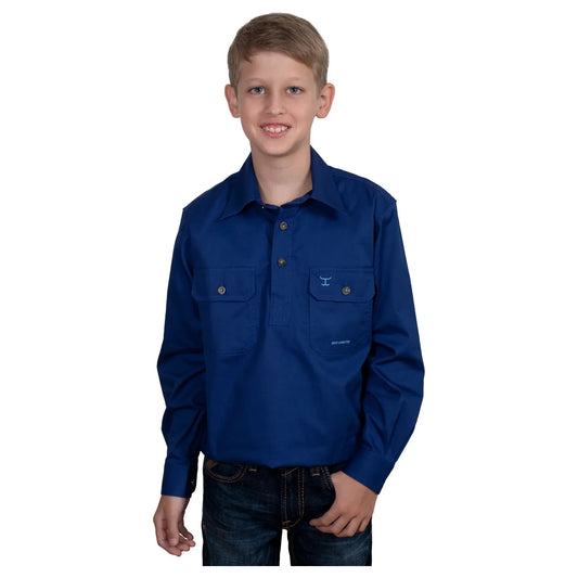 Just Country Boys Lachlan 1/2 Button Cobalt