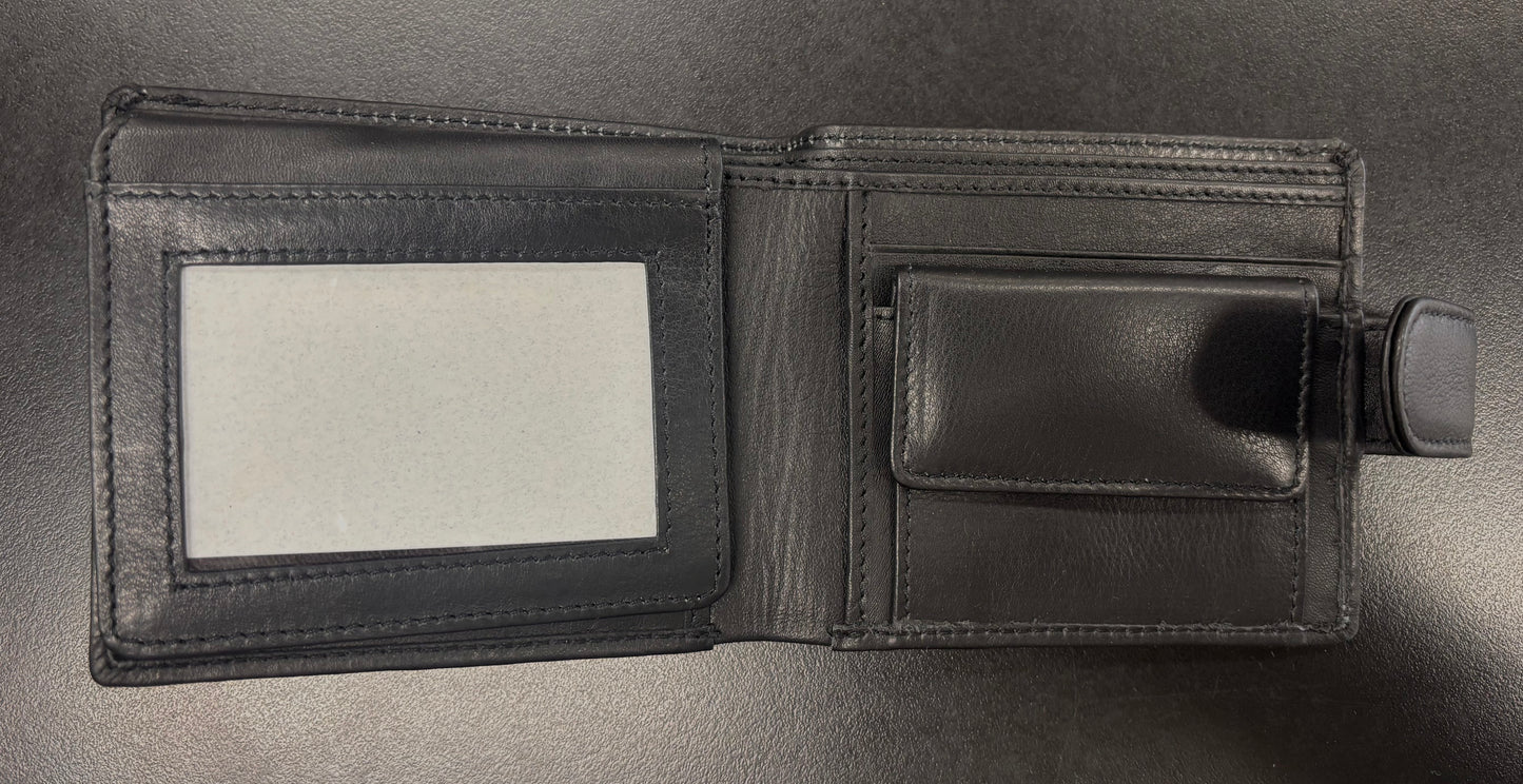 Men's Leather Wallet & Small Coin Pocket Black