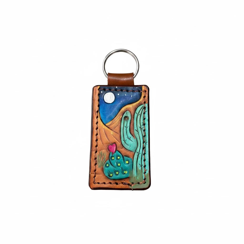 Riverstone Leather Creations Handcrafted Small Keychain