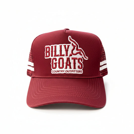 BG High Profile Trucker Cap White/Maroon - Billy Goats Country Outfitters