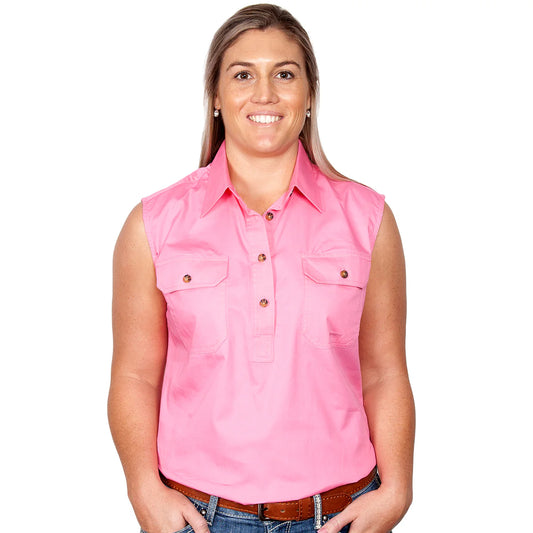 Women's - Kerry - 1/2 Button Sleeveless - Rose