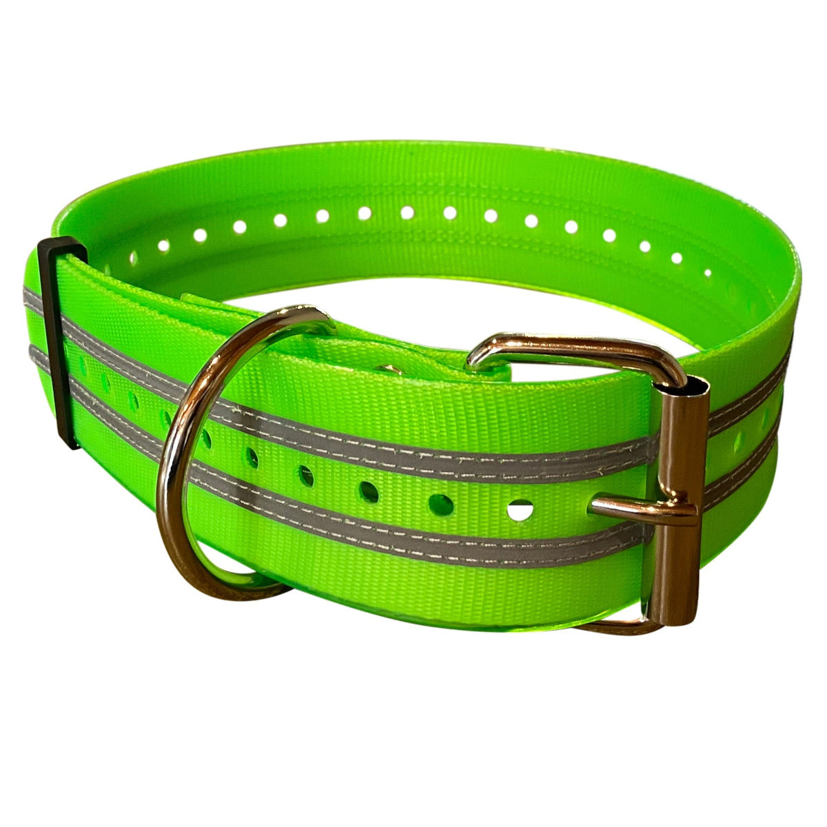 Optic Hunting 50mm wide reflective green heavy duty hunting dog yard collar