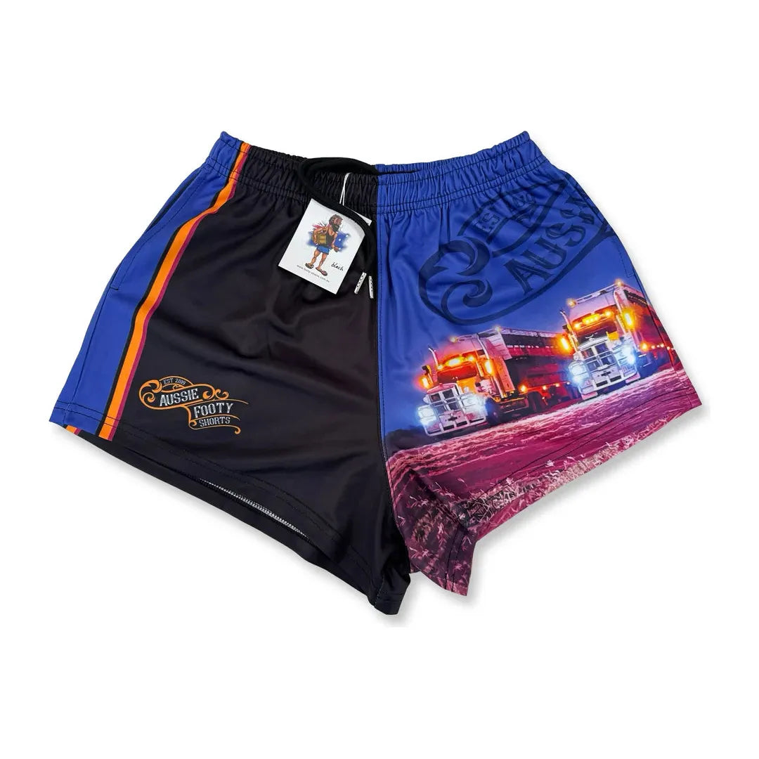 Aussie Footy Shorts Trucks at Night with Pockets