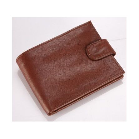 Men's Leather Wallet with Snap Closure Dark Brown