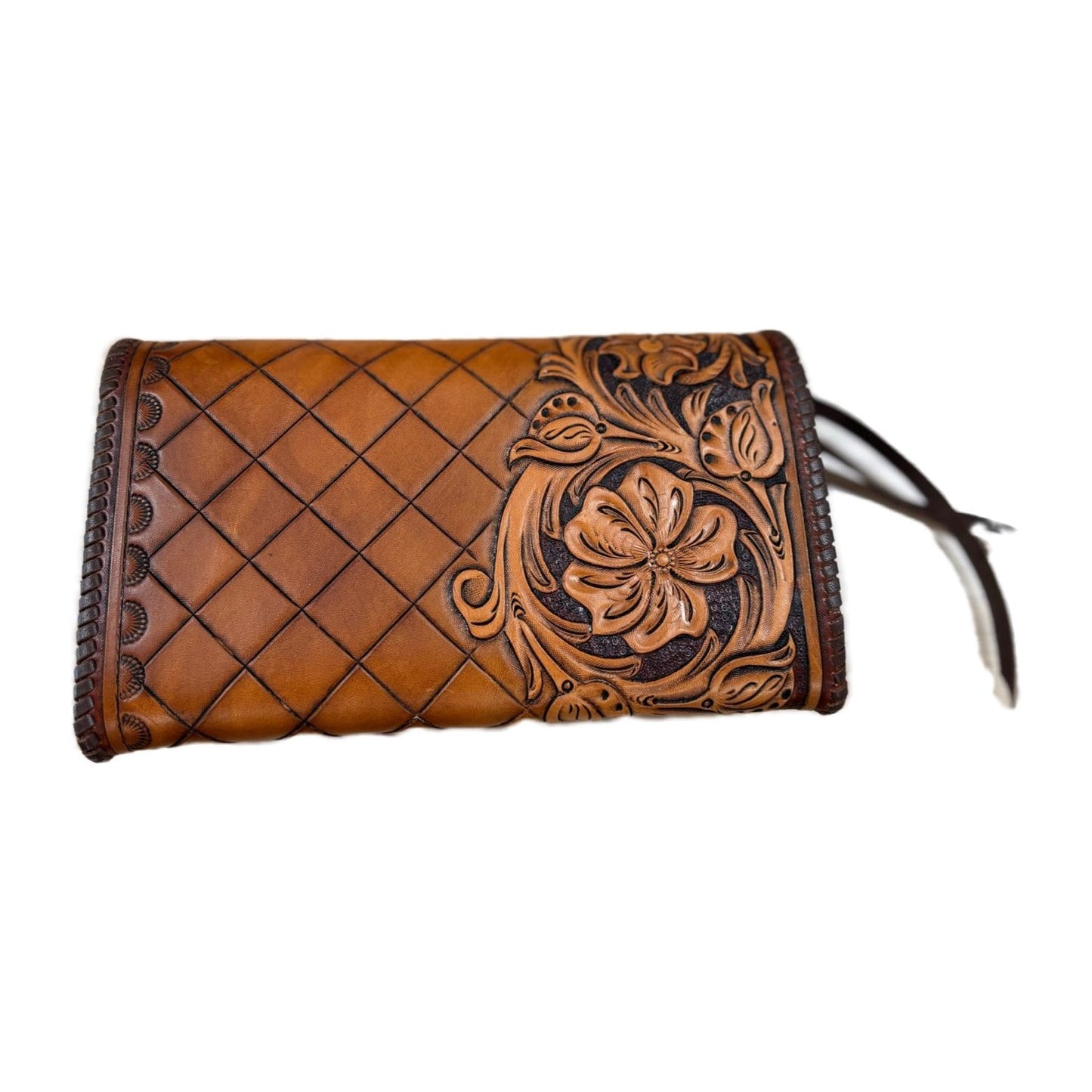 Riverstone Leather Creations Handcrafted Womens Purse with Floral Tooling