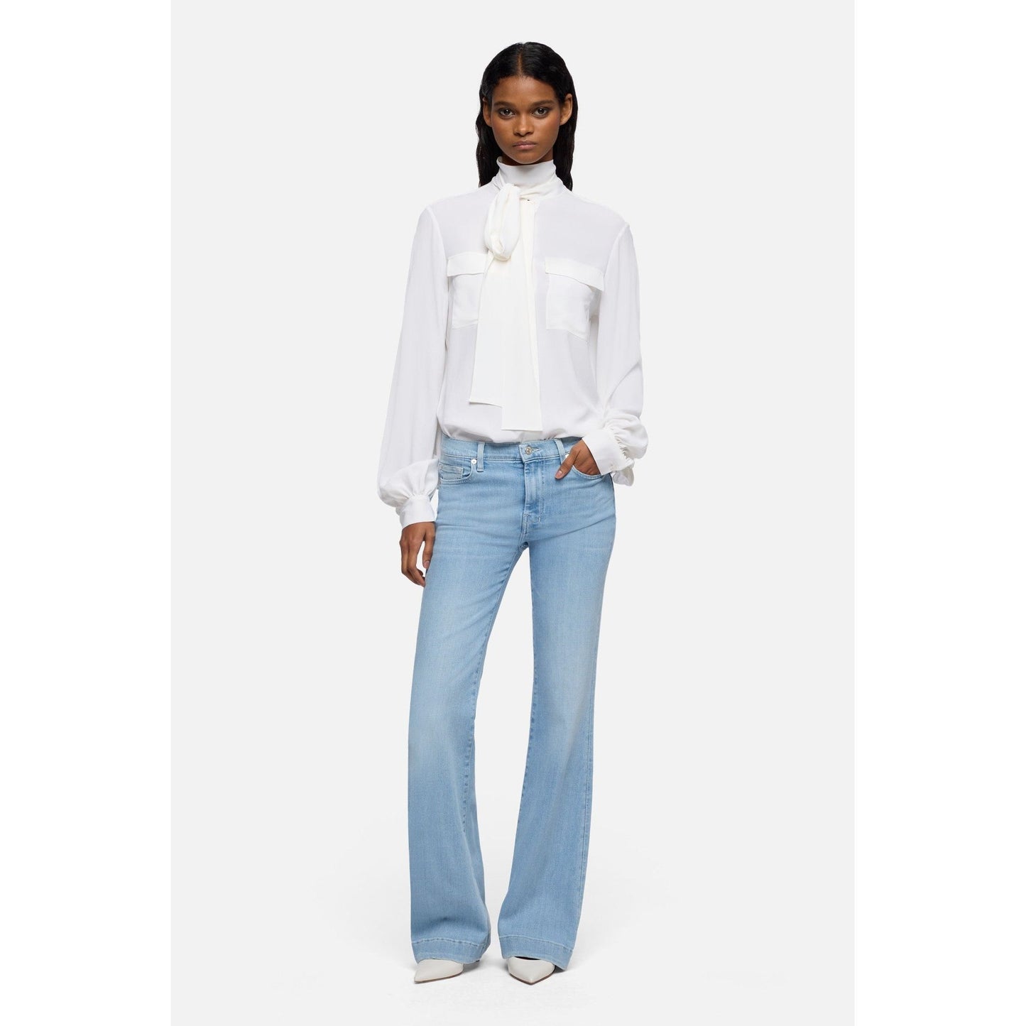 7 For All Mankind Ultra High Rise Jo Indigo Bloom Flare Jeans – 34” Leg