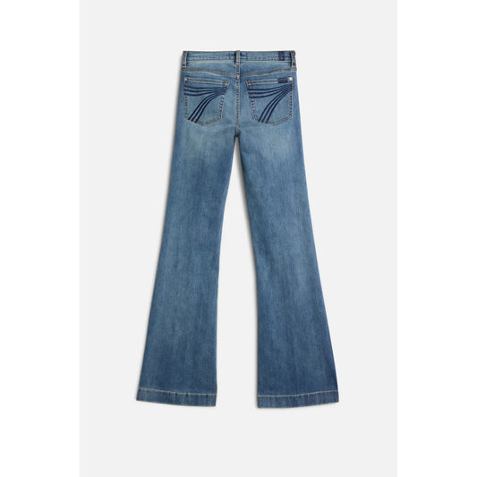 7 For All Mankind Long Dojo Bootcut Jeans – Distressed Authentic Light Wash – 36" Leg