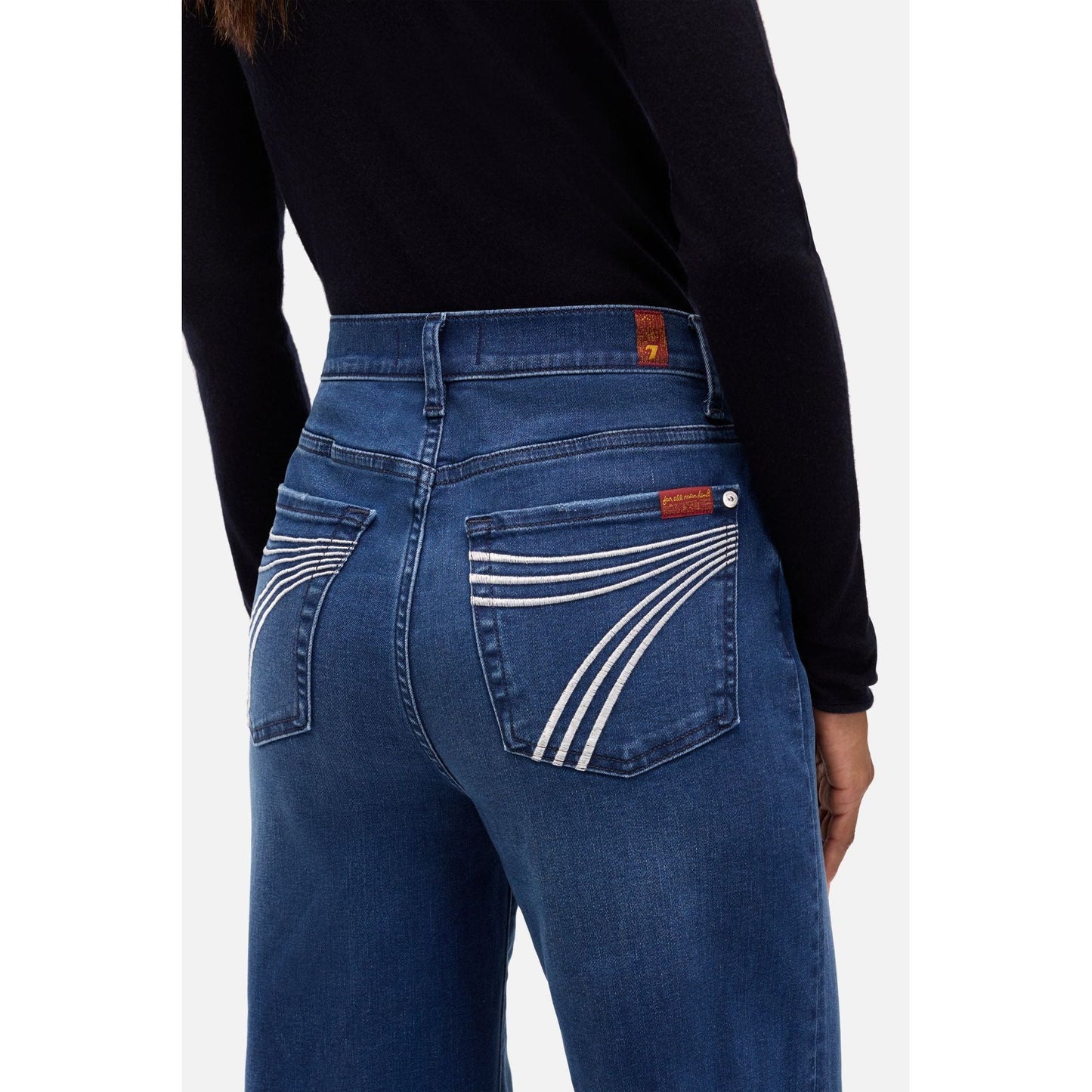 7 For All Mankind Ultra High Rise Jo Flare Jeans Crater Mid Blue – 34” Leg - Billy Goats Country Outfitters