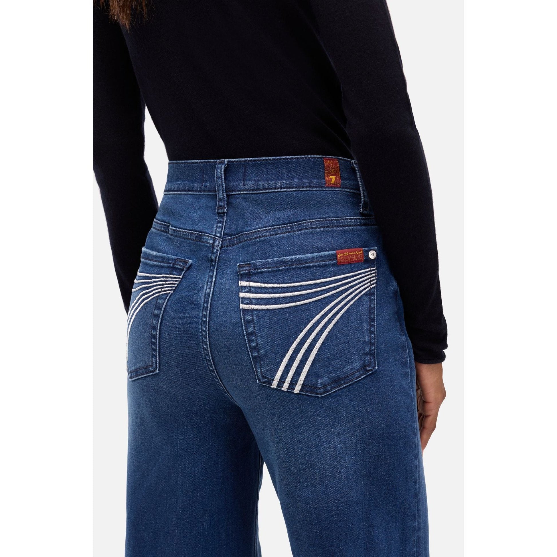 7 For All Mankind Ultra High Rise Jo Flare Jeans Crater Mid Blue – 34” Leg - Billy Goats Country Outfitters