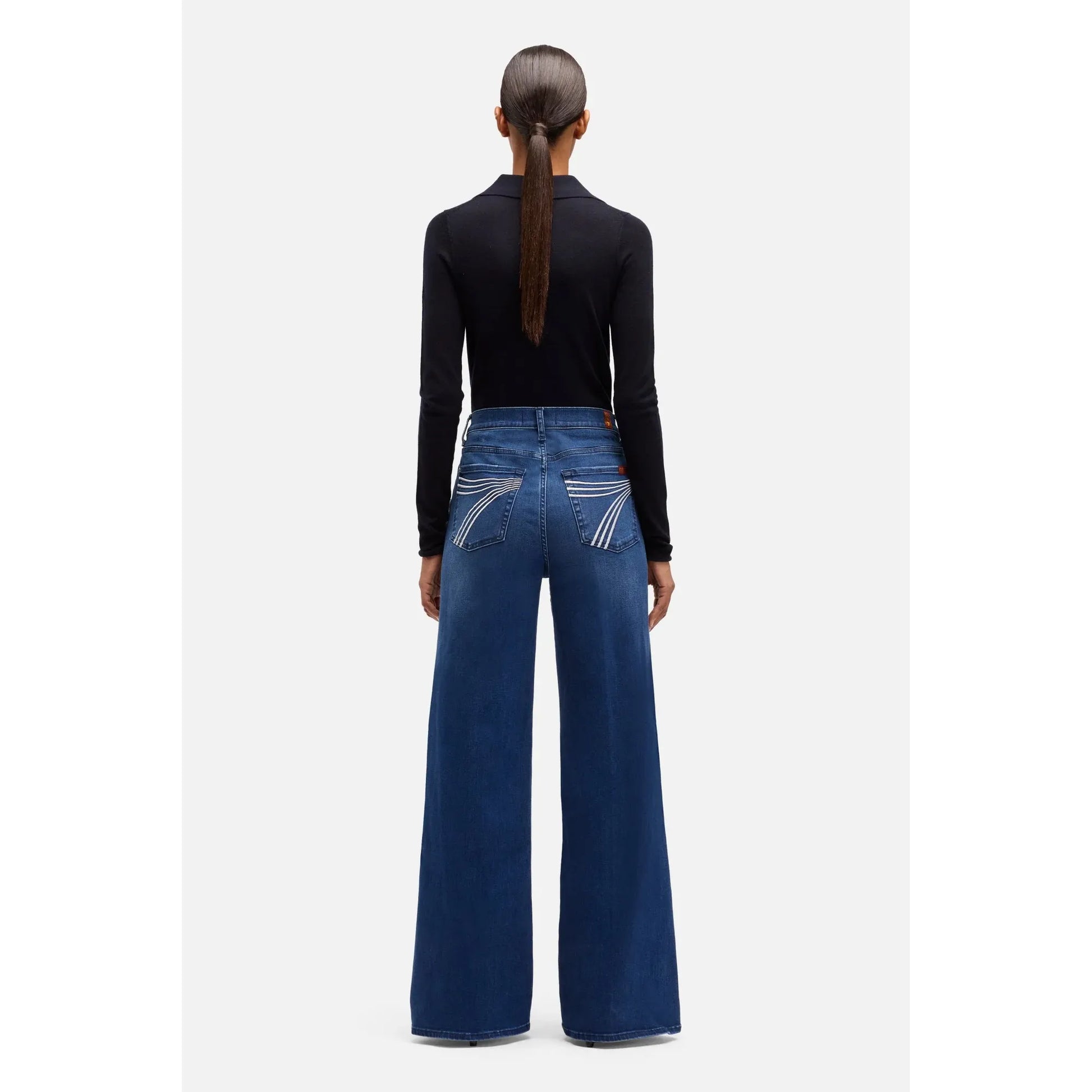 7 For All Mankind Ultra High Rise Jo Flare Jeans Crater Mid Blue – 34” Leg - Billy Goats Country Outfitters