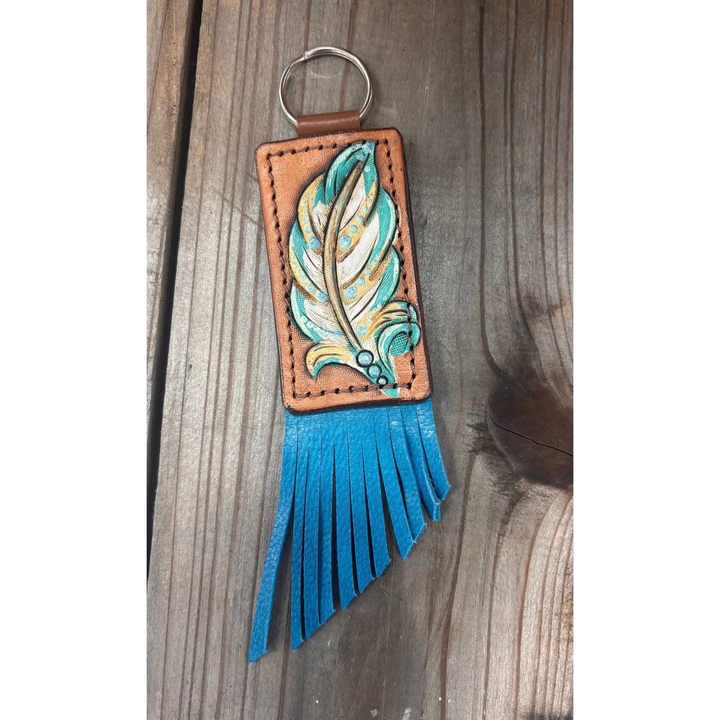 Riverstone Leather Creations Handcrafted Small Keychain