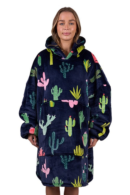 Pure Western Adults Cactus Snuggle Hoodie – Oversized Sherpa Lined Hoodie