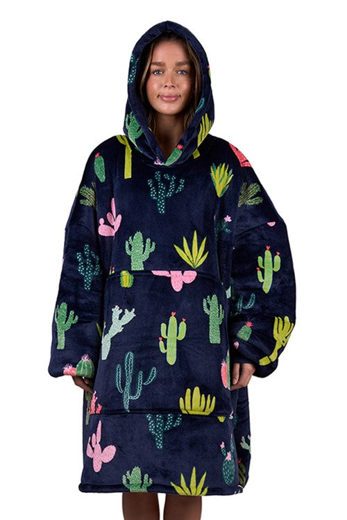 Pure Western Adults Cactus Snuggle Hoodie – Oversized Sherpa Lined Hoodie
