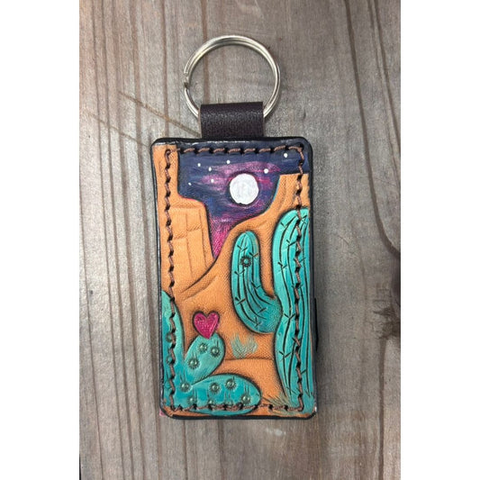 Riverstone Leather Creations Handcrafted Small Keychain