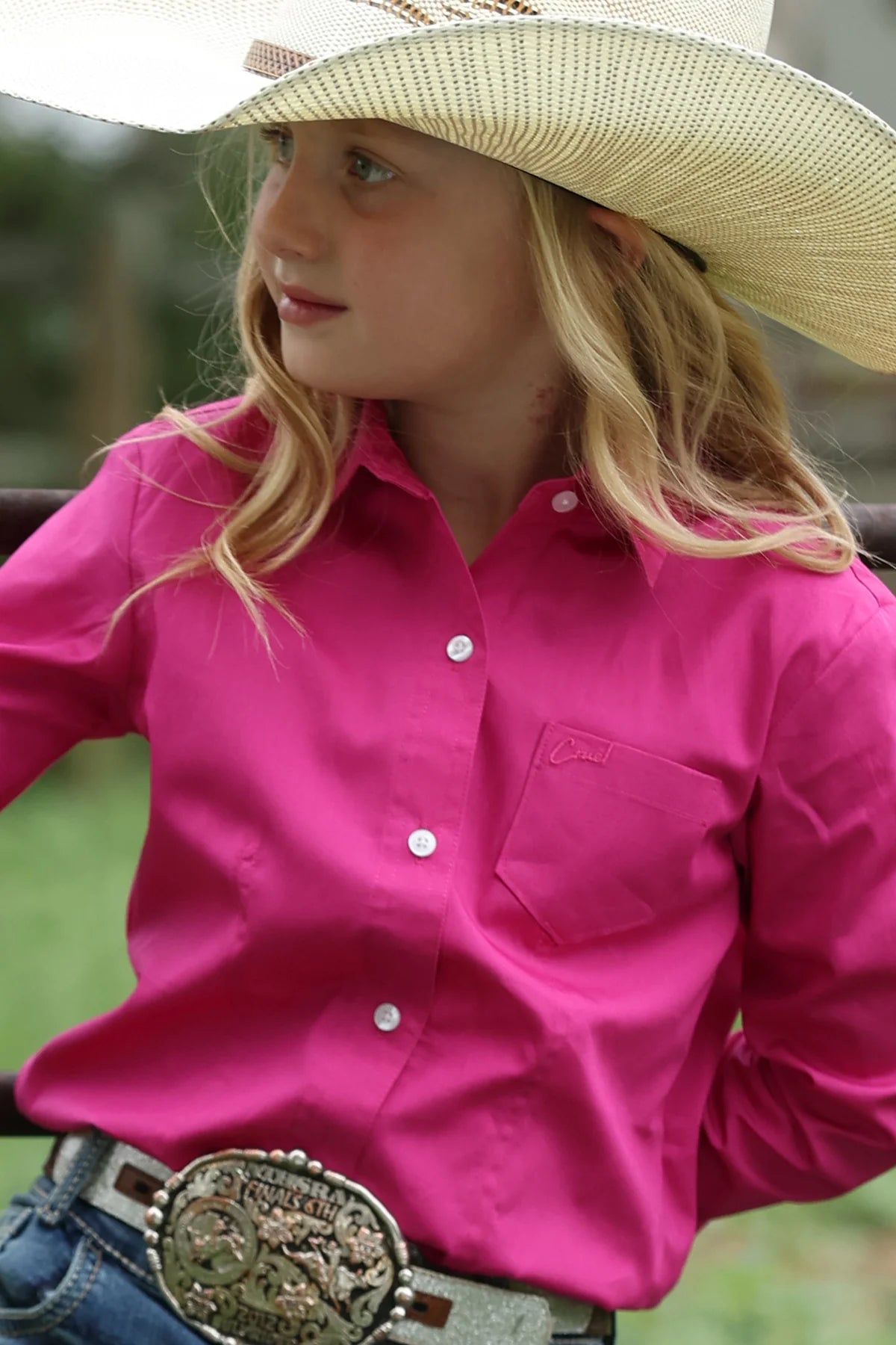 Cruel Girl Button-Down Western Shirt - Pink