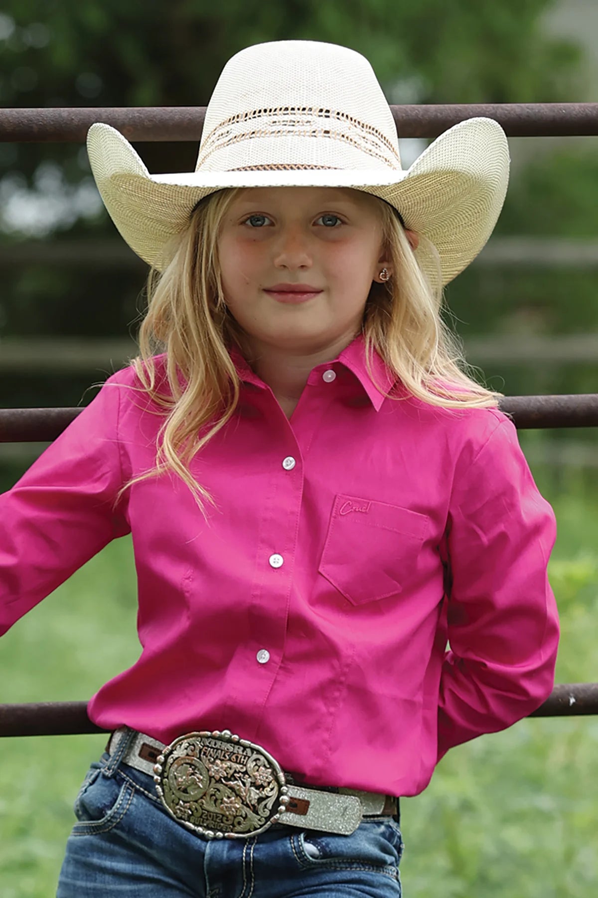 Cruel Girl Button-Down Western Shirt - Pink