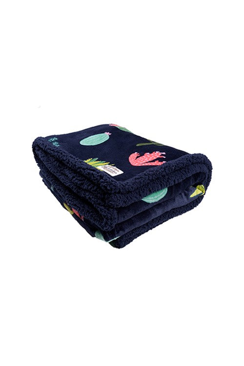 Pure Western Cactus Snuggle Rug – Plush Sherpa Fleece Blanket