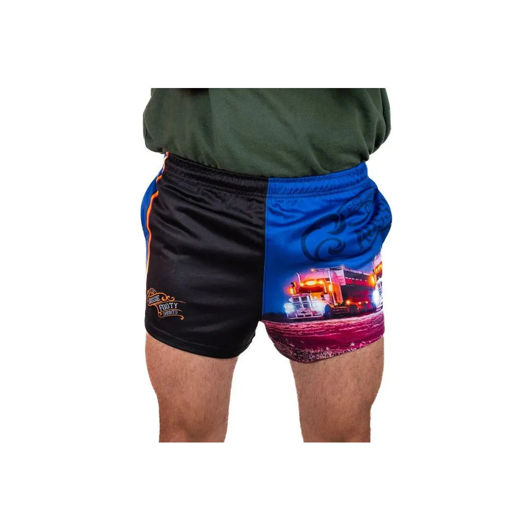 Aussie Footy Shorts Trucks at Night with Pockets