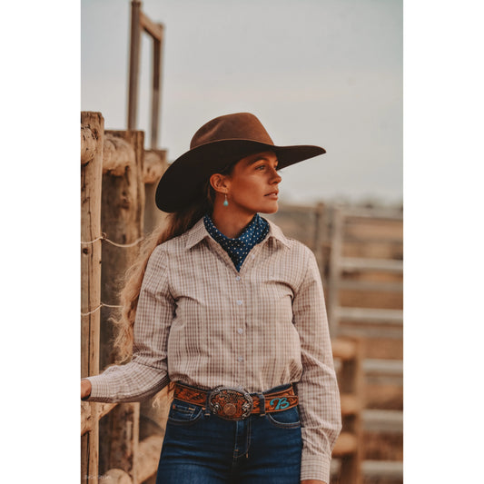 Lime & Soda Ivy Light Brown & White Check Shirt