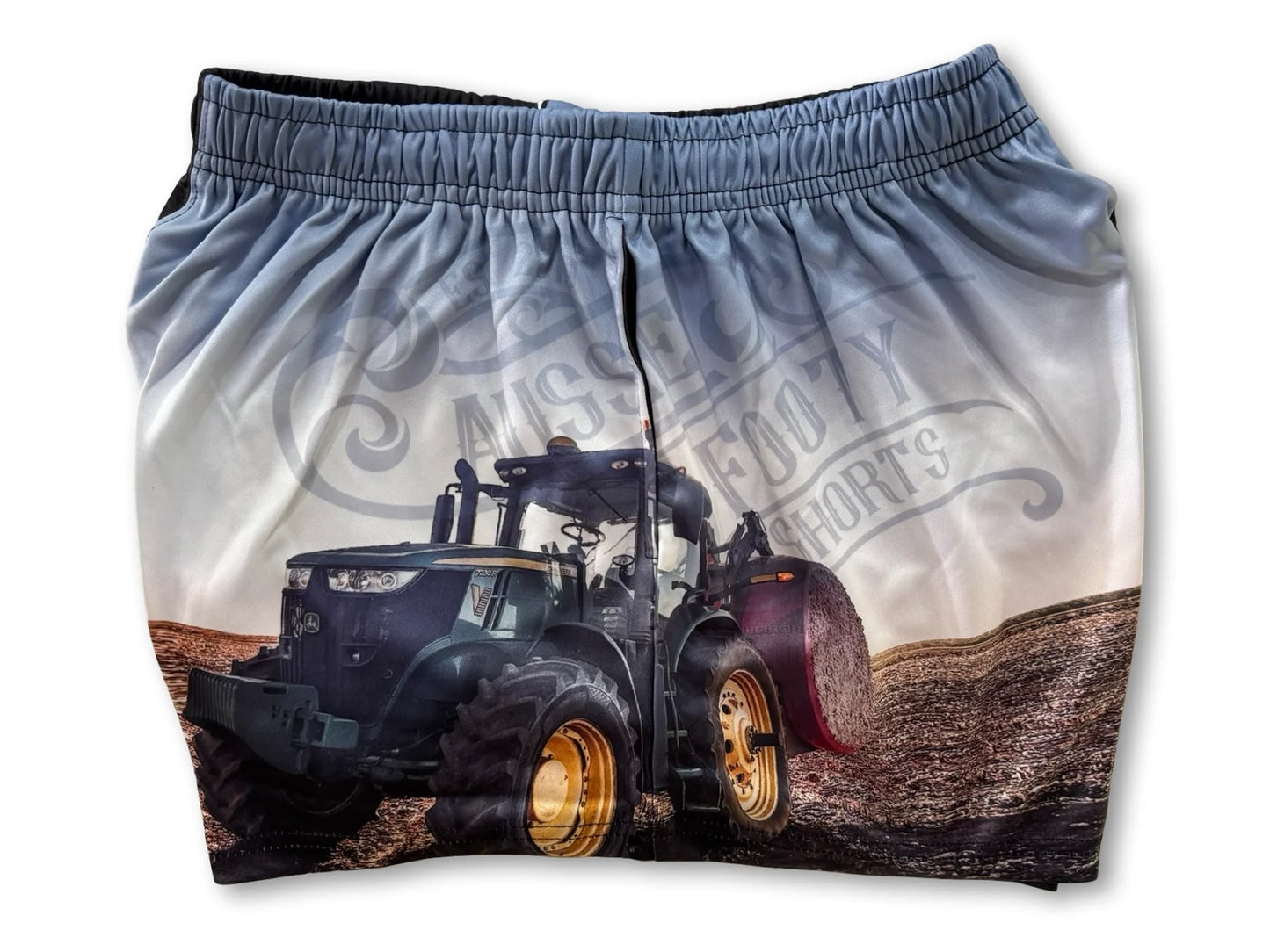 Aussie Footy Shorts Tractor Photo with Pockets