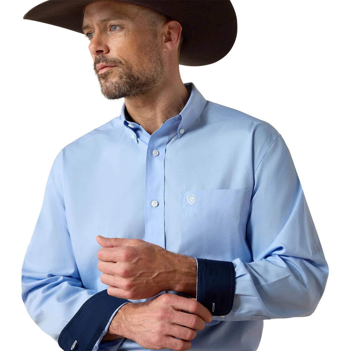 Ariat Men's Wrinkle Free Solid Shirt - Light Blue