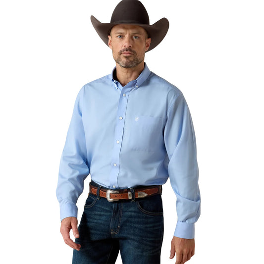 Ariat Men's Wrinkle Free Solid Shirt - Light Blue