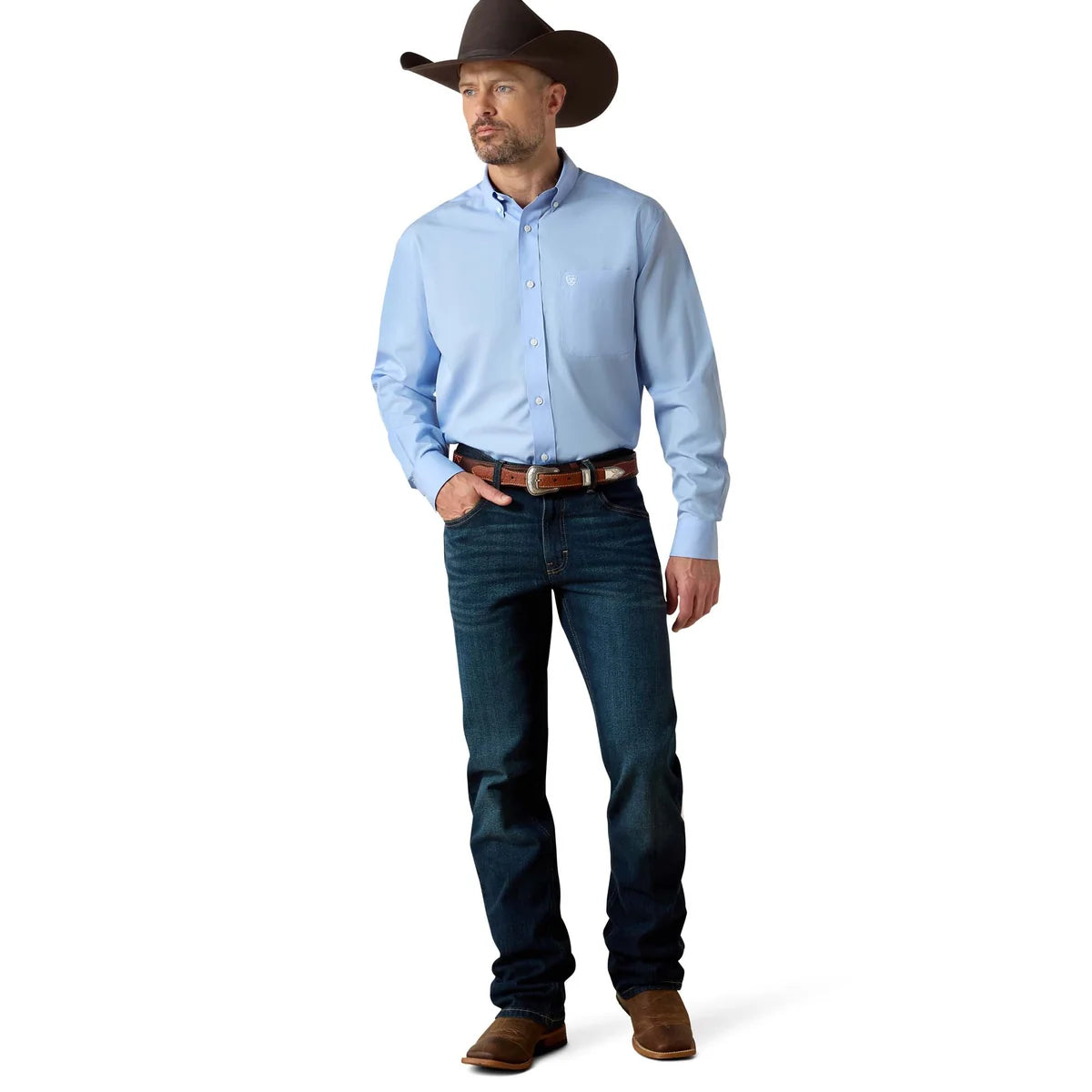 Ariat Men's Wrinkle Free Solid Shirt - Light Blue