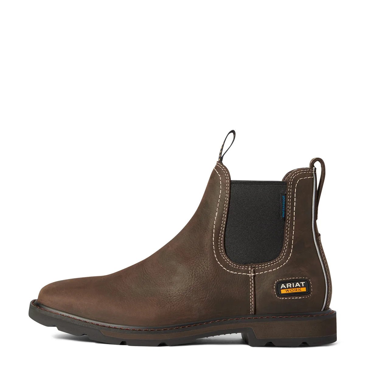 Ariat Men’s Groundbreaker Chelsea H2O Wide Square Toe Work Boot – Dark Brown - Billy Goats Country Outfitters