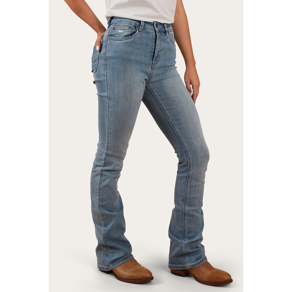 Ringers Western Penny Womens High Rise Bootleg Jean Light Blue