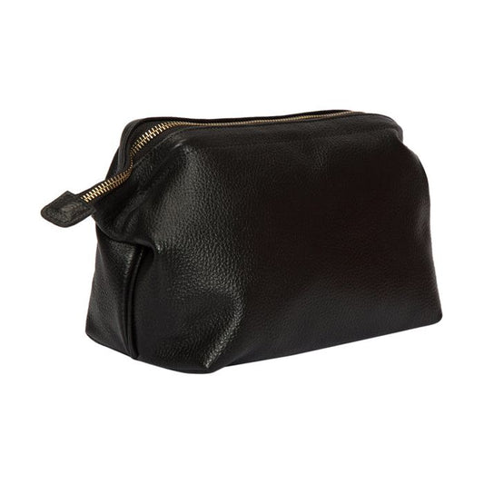 Grain Leather Toiletry Bag Black